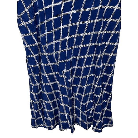 Ava & Viv Blue White Windowpane Midi A-Line Skirt Plus 2X - Picture 10 of 13